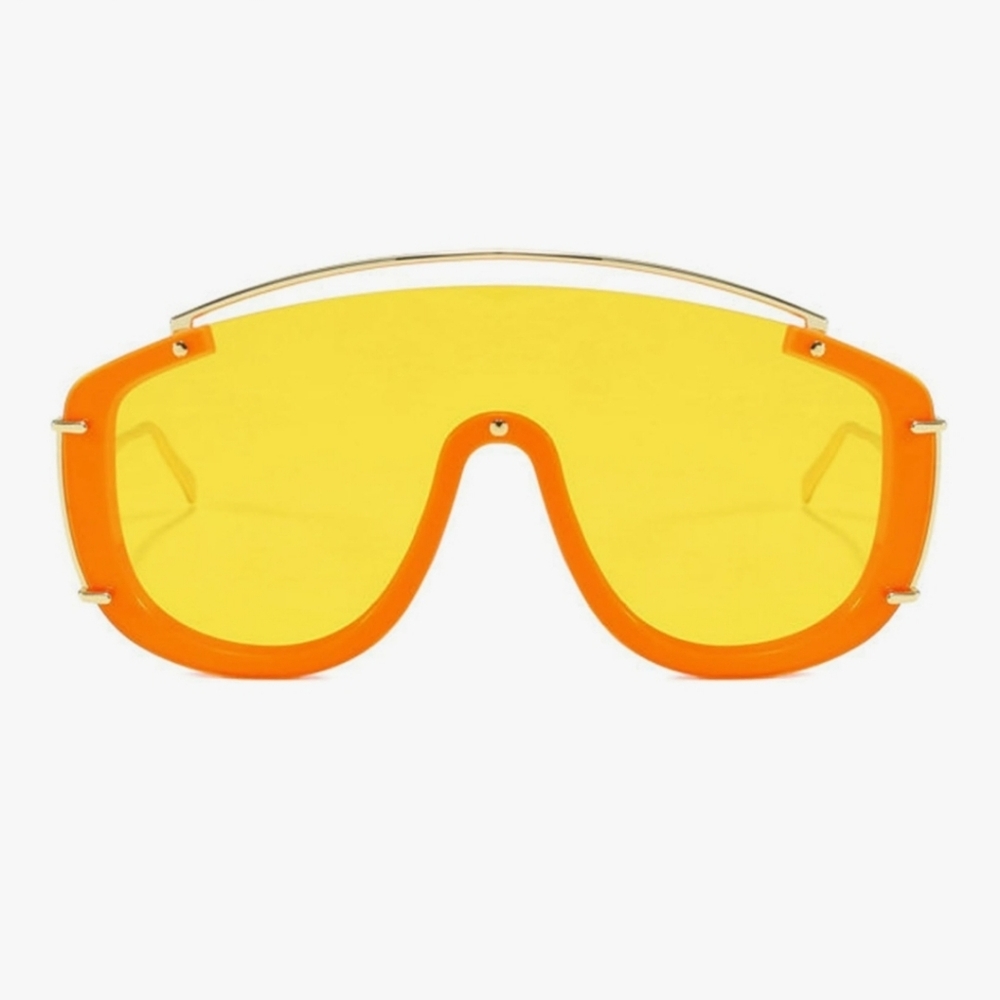 ORANGE CURVED GOLD FRAMED SUNGLASSES